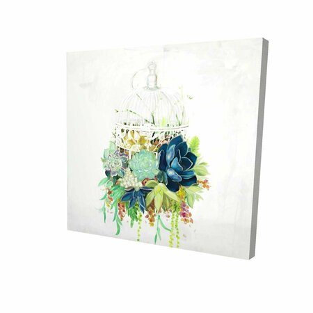 FONDO 12 x 12 in. Bird Cage with Cactus-Print on Canvas FO2790753